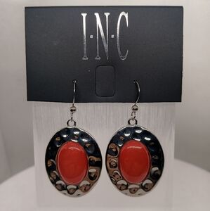 INC Red & Silver Tone Dangle Earrings